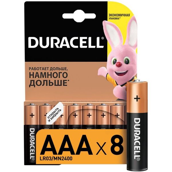 Батарейка Duracell Basic LR03-8BL MN2400 AAA, 8 шт.