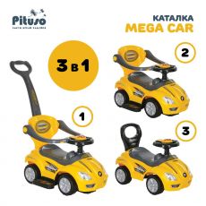 Каталка-толокар Pituso Mega Car с бамп. с ручкой (муз.панель) желтый