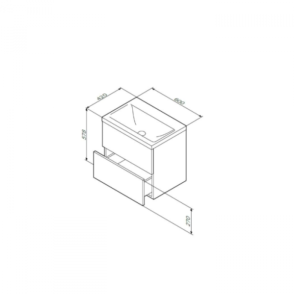 Тумба для умывальников Am.Pm Gem без раковины подвесной 600х578х420 мм белый